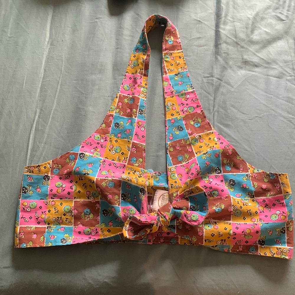 HANDSEWN by Grandma’s Hands Vintage 60s Floral Pattern Halter Top Sz: XL